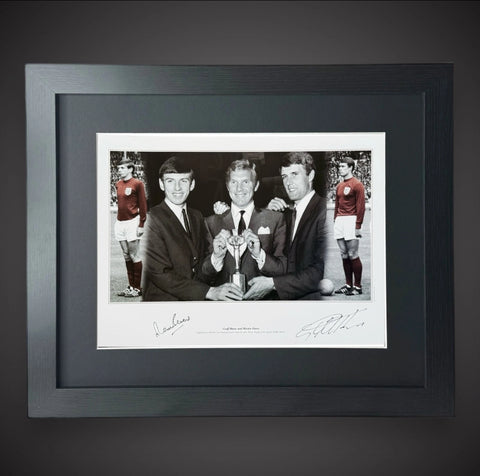Framed Sir Geoff Hurst And Martin Peters Dual Signed England Photo 1966