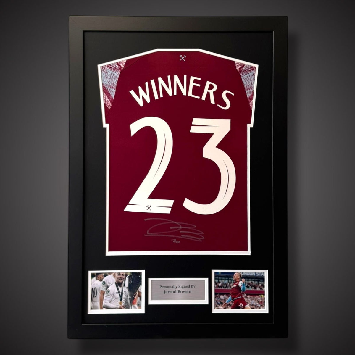 Framed Jarrod Bowen Hand Signed ‘Winners’ West Ham  Football Shirt With COA