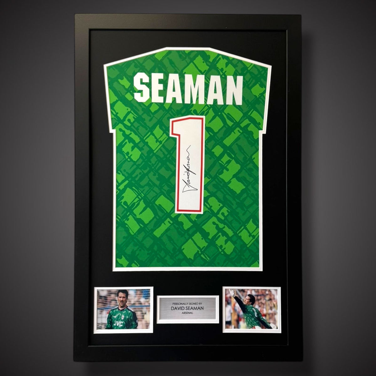 Framed David Seaman Hand Signed Arsenal Goalkeeper Shirt With COA