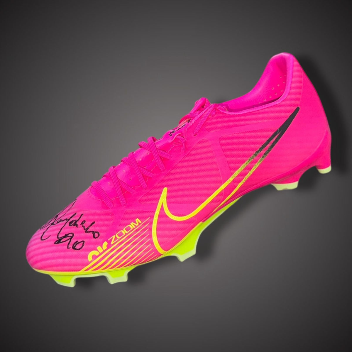 Ronaldinho R10 Hand Signed Football Boot Beckett Sticker Authentication.