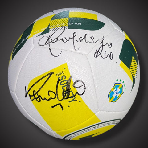 Ronaldo R9 & Ronaldinho R10 Hand Signed Football - Beckett Authenticated