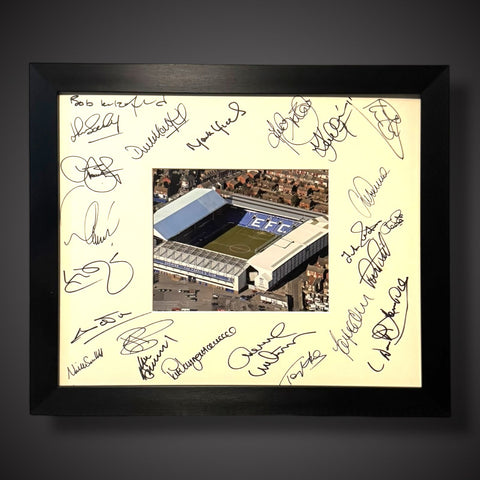 Everton Goodison Park Hand Signed And Framed Mount With Photo In The Centre