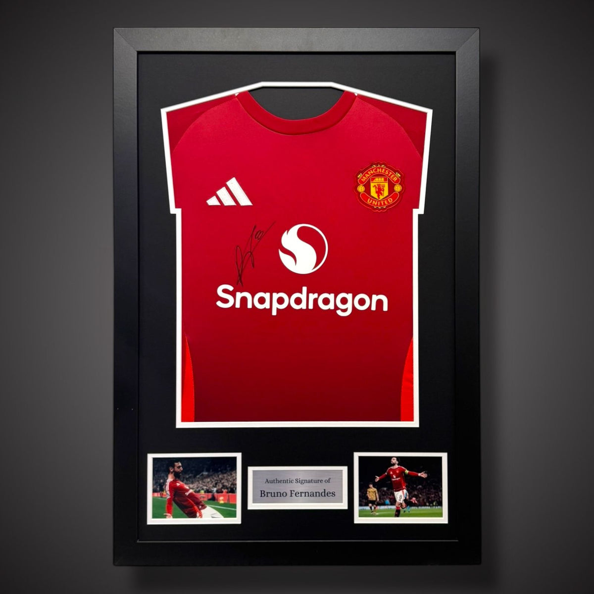 Bruno Fernandes Hand Signed And Framed Manchester United Shirt With COA