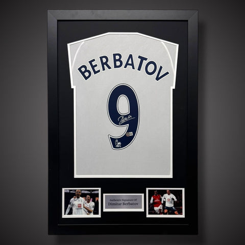 Dimitar Berbatov Hand Signed And Framed Tottenham Hotspur Football Shirt