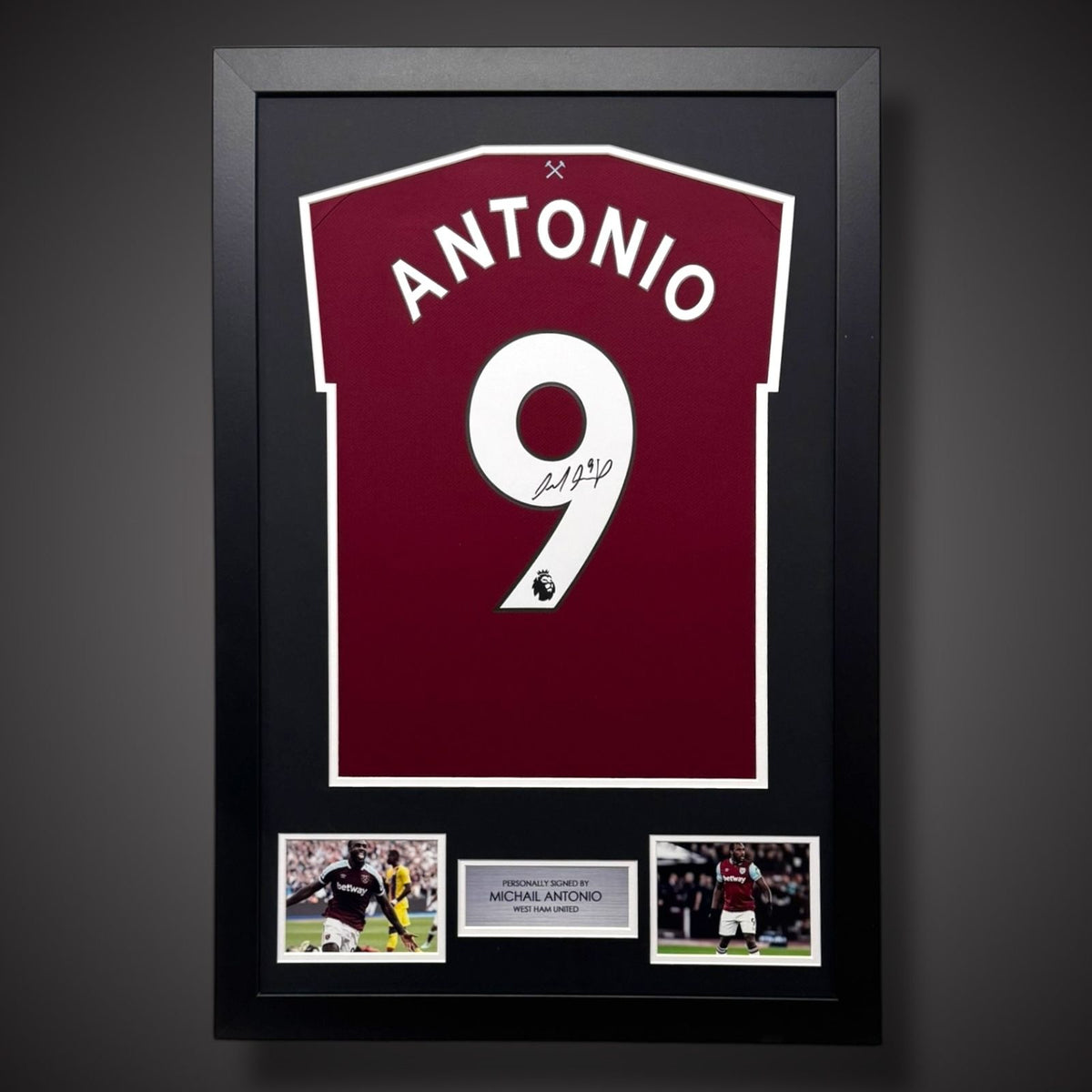 Framed Michail Antonio Hand Signed West Ham Football Shirt With COA