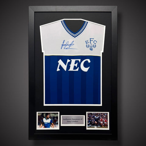 Framed Gary Lineker Hand Signed Everton Football Shirt With COA