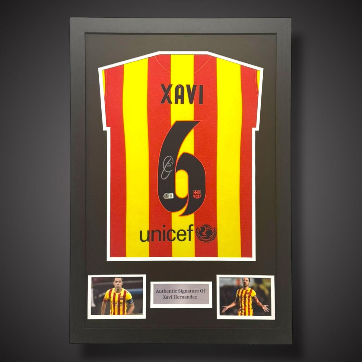 Xavi Hernandez Hand Signed Framed Barcelona Football Shirt 2014/15