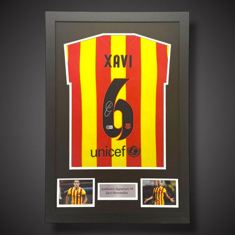 Xavi Hernandez Hand Signed Framed Barcelona Football Shirt 2014/15