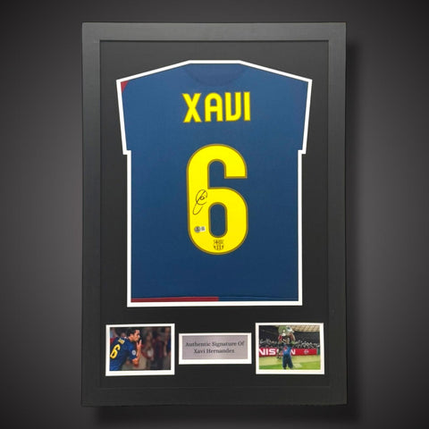 Xavi Hernandez Hand Signed Framed Barcelona Football Shirt 2008/09