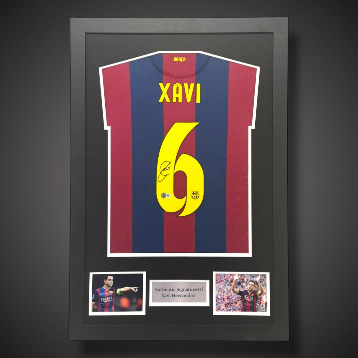 Xavi Hernandez Hand Signed Framed Barcelona Football Shirt 2014/15