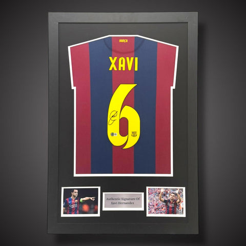 Xavi Hernandez Hand Signed Framed Barcelona Football Shirt 2014/15