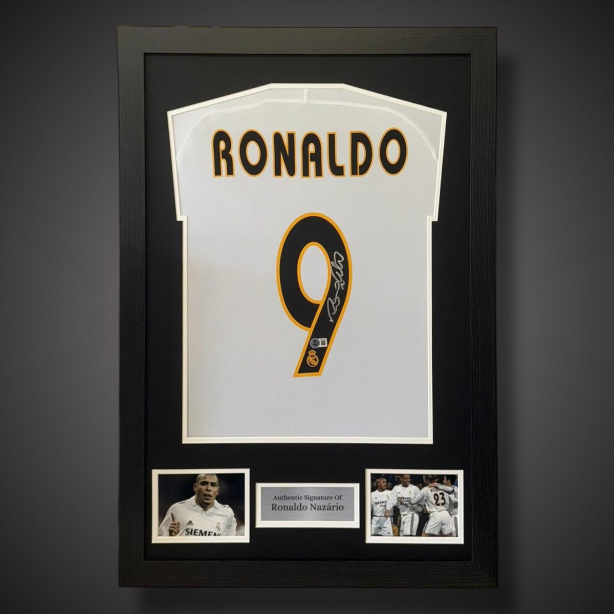 Ronaldo Nazario Hand Signed Framed Real Madrid Shirt With COA