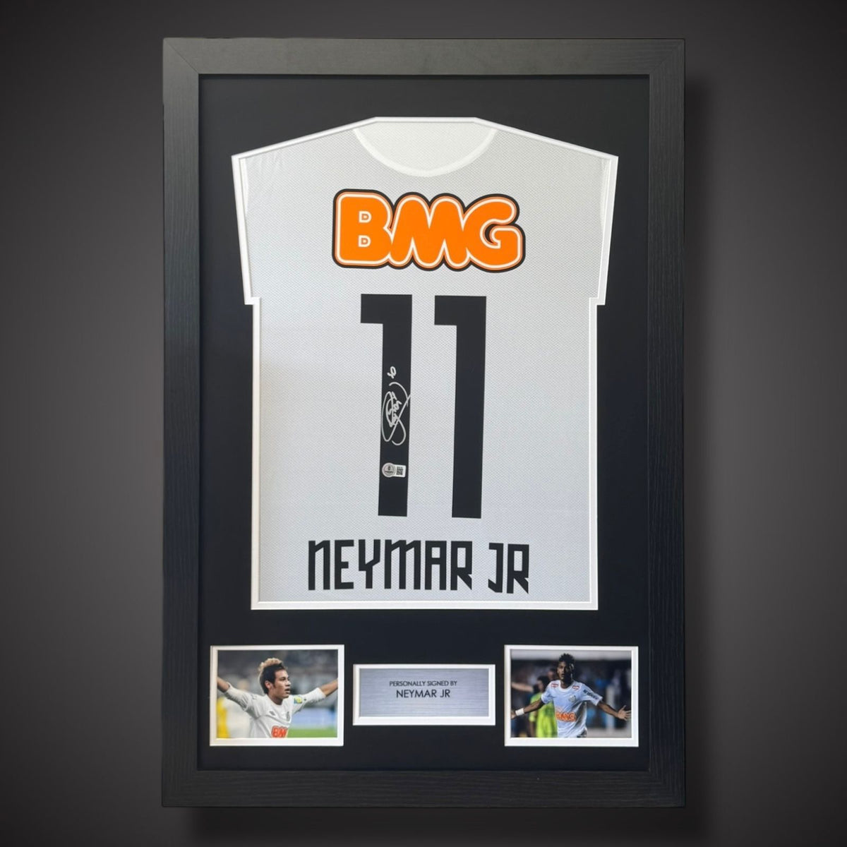 Naymar Jr Hand Signed Santos FC Framed Football Shirt With COA