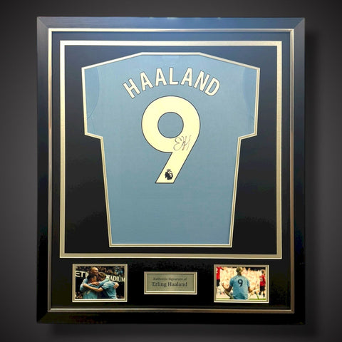 Erling Haaland Hand Signed And Deluxe Framed Manchester City Shirt