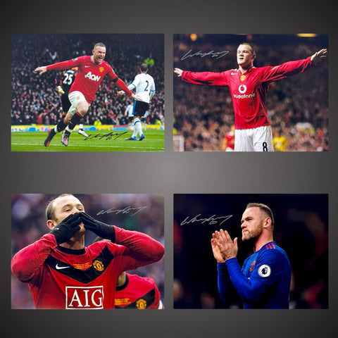 Exclusive Signing Special- 4 x Wayne Rooney Hand Signed Photos With COAs
