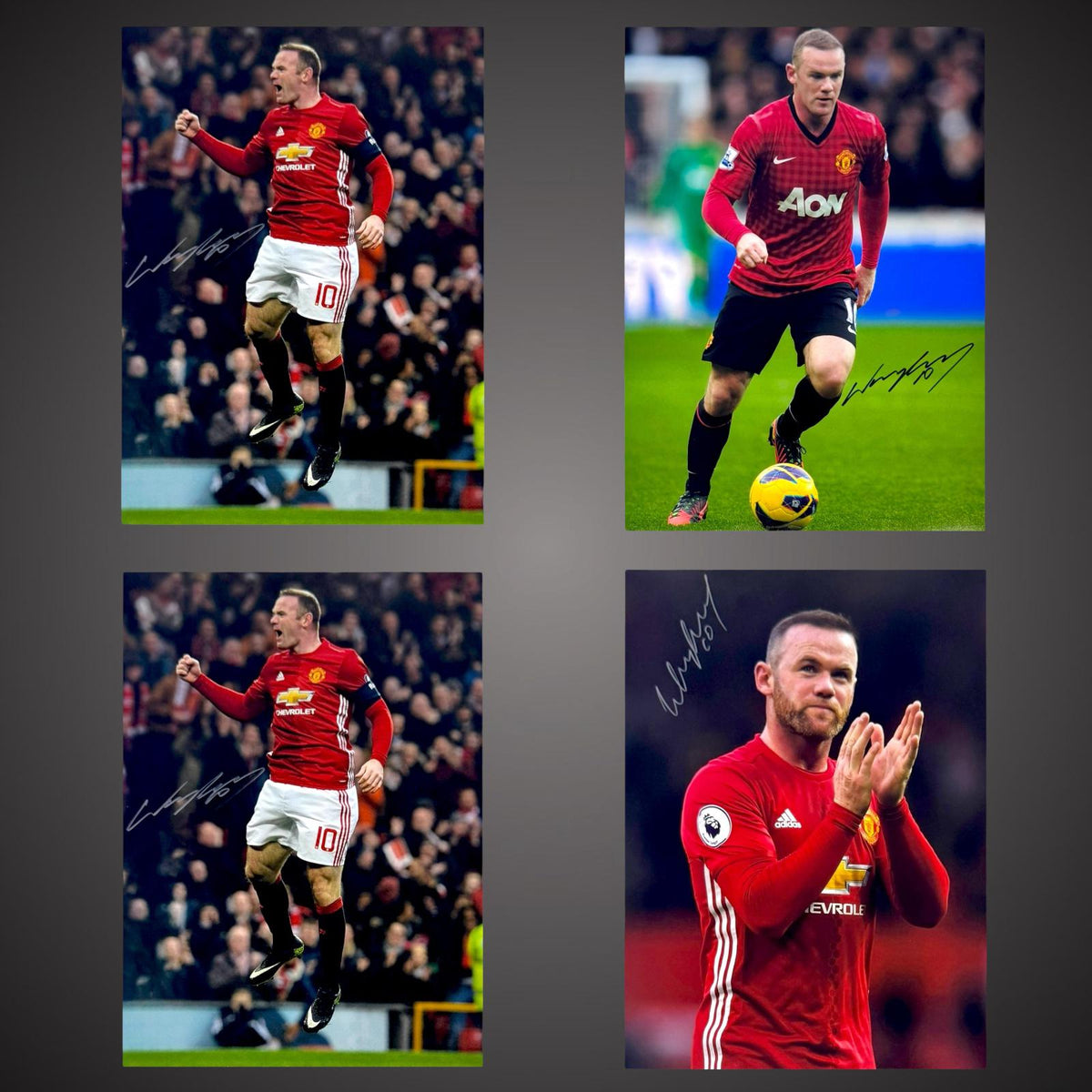 Exclusive Signing Special- 4 x Wayne Rooney Hand Signed Photos With COAs