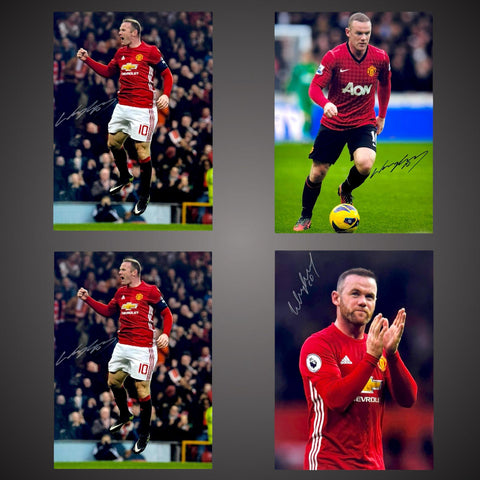 Exclusive Signing Special- 4 x Wayne Rooney Hand Signed Photos With COAs