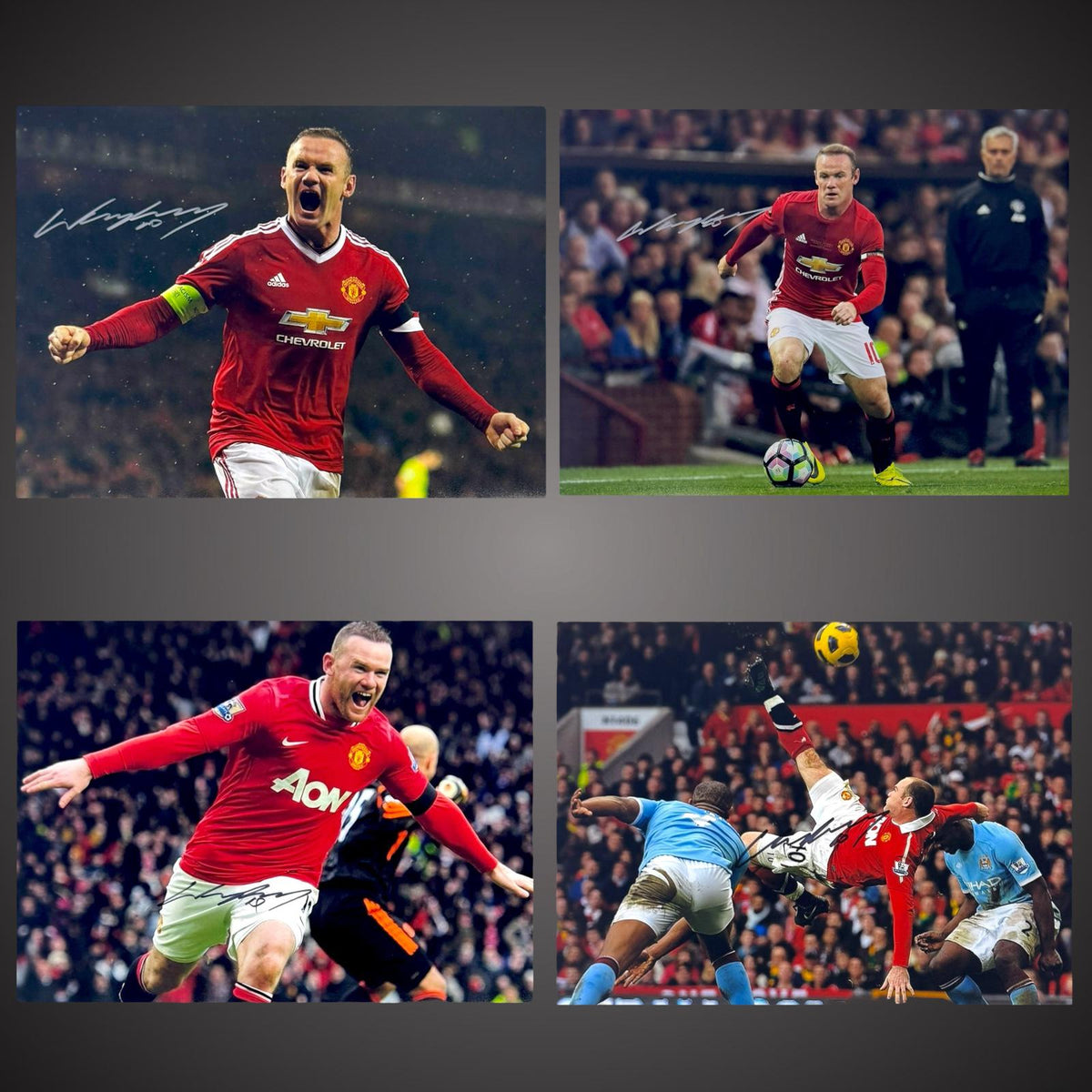 Exclusive Signing Special- 4 x Wayne Rooney Hand Signed Photos With COAs
