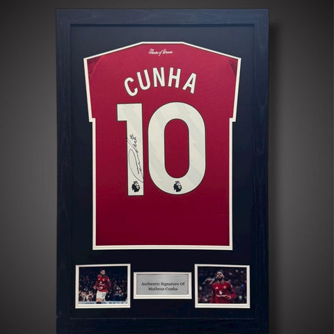 Matheus Cunha Hand Signed Framed Manchester United Shirt