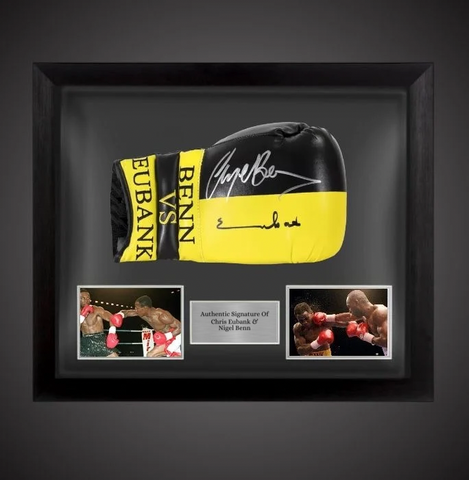 Chris Eubank & Nigel Benn Hand Signed Boxing Glove With COA In A Dome Frame