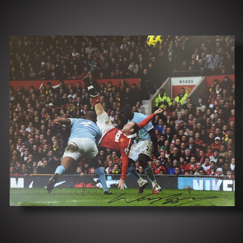 Manchester United Wayne Rooney Over Head Kick Photo Hand Signed