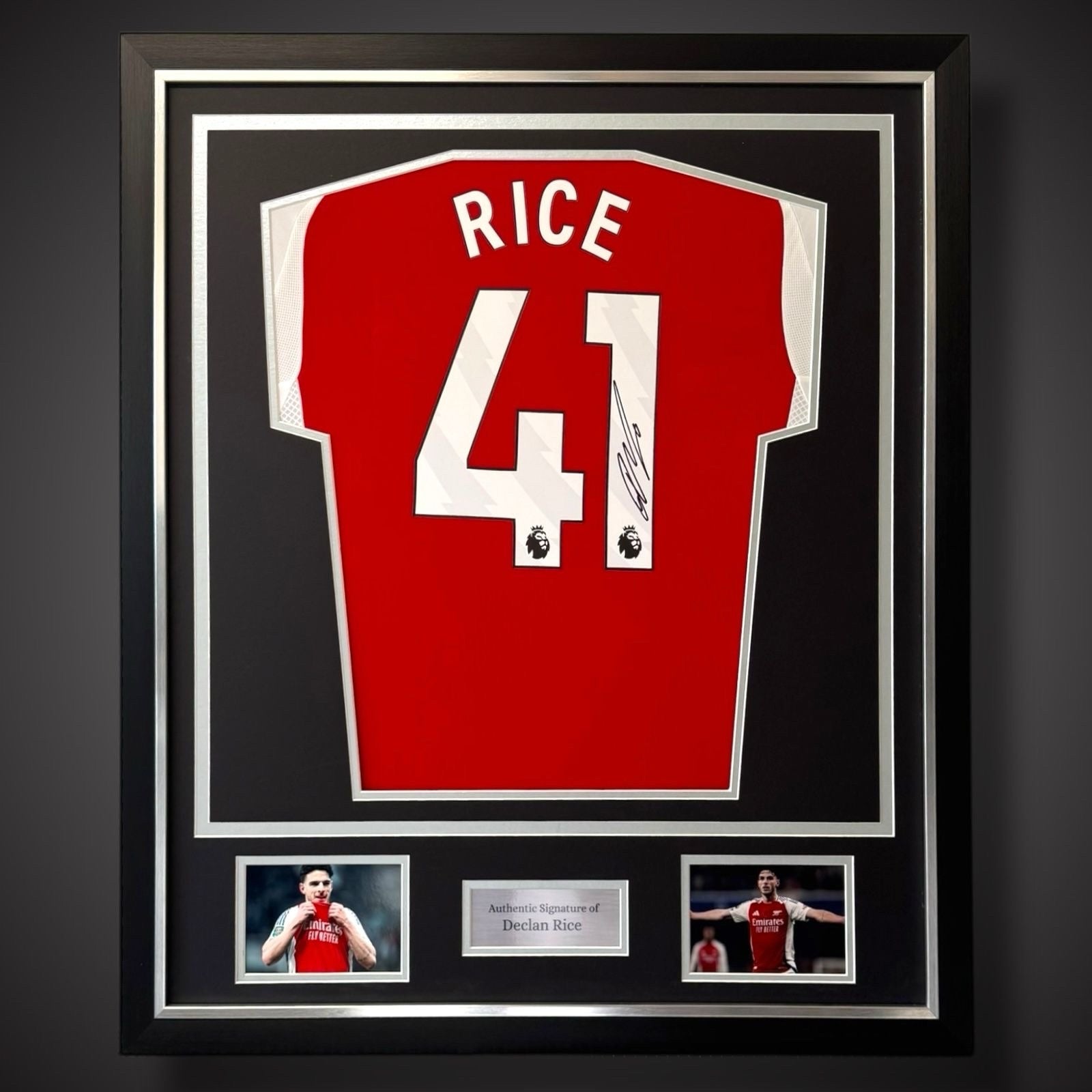 Declan Rice Hand Signed Deluxe Framed Arsenal Football Shirt £420 With COA 0