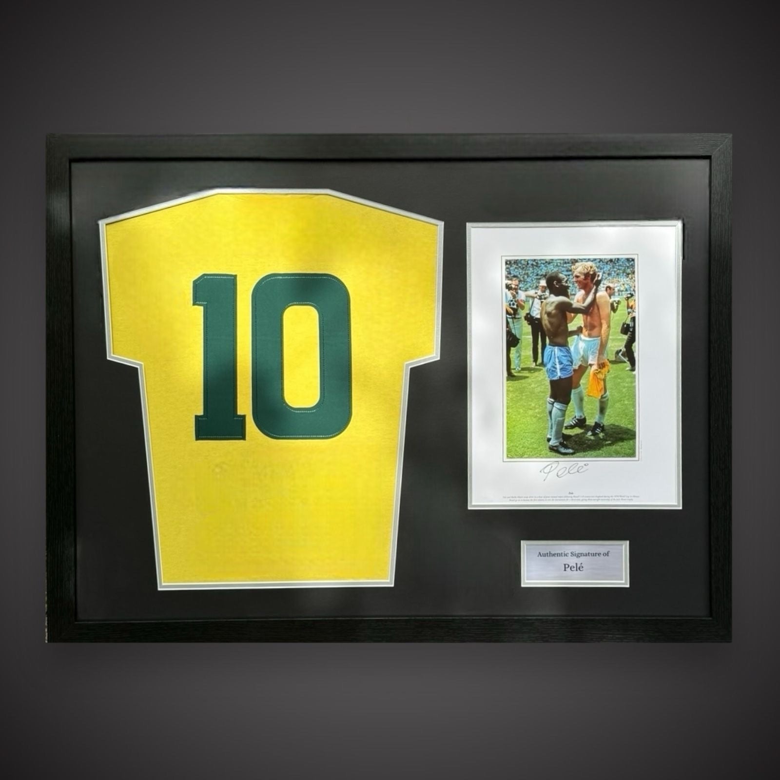 Hand Signed Pele Photo In A Panoramic Frame With Shirt £3000
