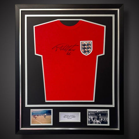Deluxe Framed Sir Geoff Hurst England Hand Signed Shirt £235 With COA0